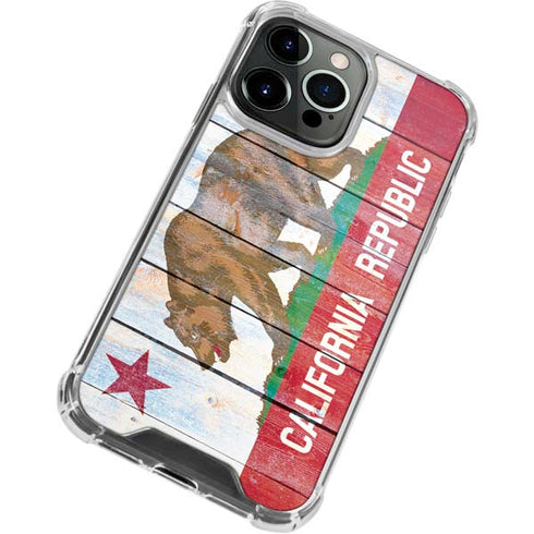 California Flag Light Wood iPhone 14 Pro Clear Case